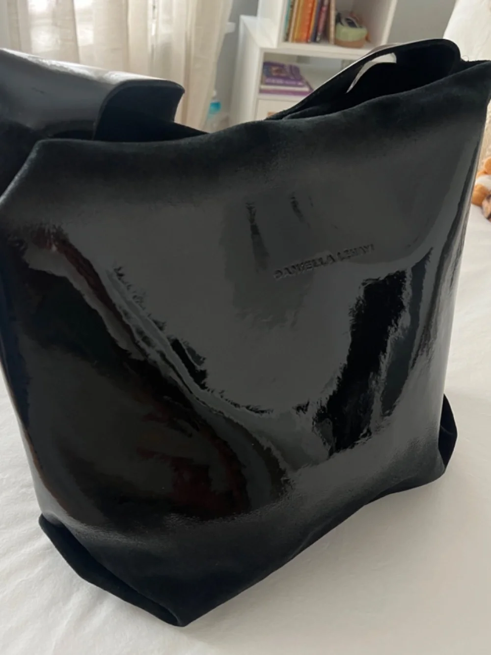 Daniella Lehavi Black Patent Leather and Suede Shoulder Bag